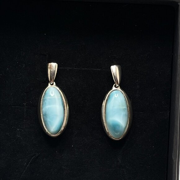 Sterling Silver Larimar Earrings - Picture 5 of 7